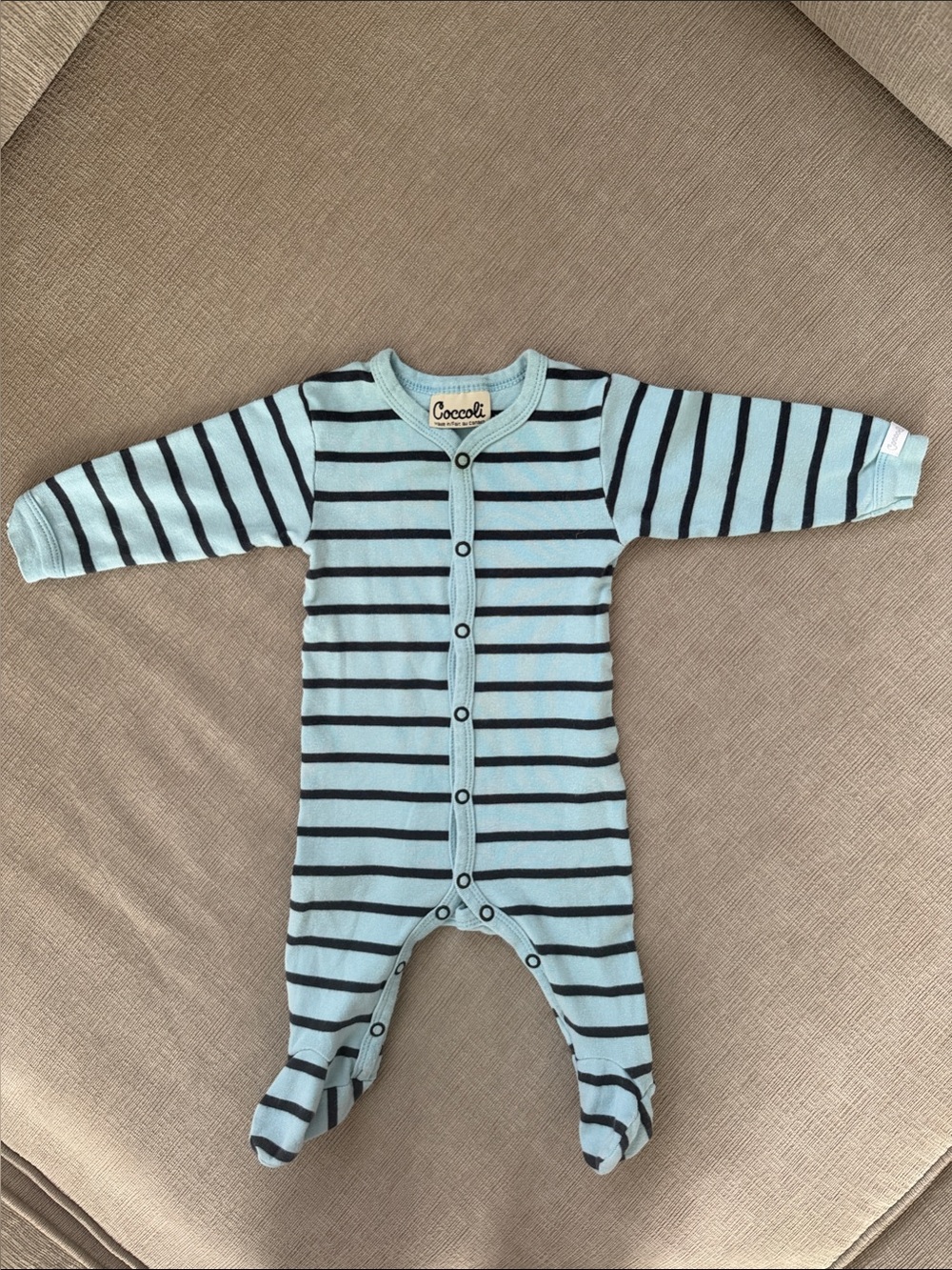 Coccoli Light Blue and Navy Striped Footed One-Piece